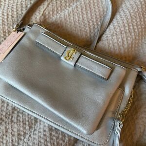 NWT Juicy Couture Peek a Bow Silver Crossbody Bag